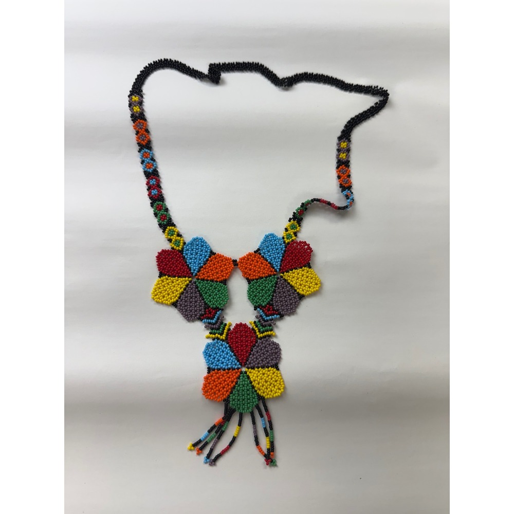 Handmade Beaded Long Statement Artisanal Necklace Colorful New